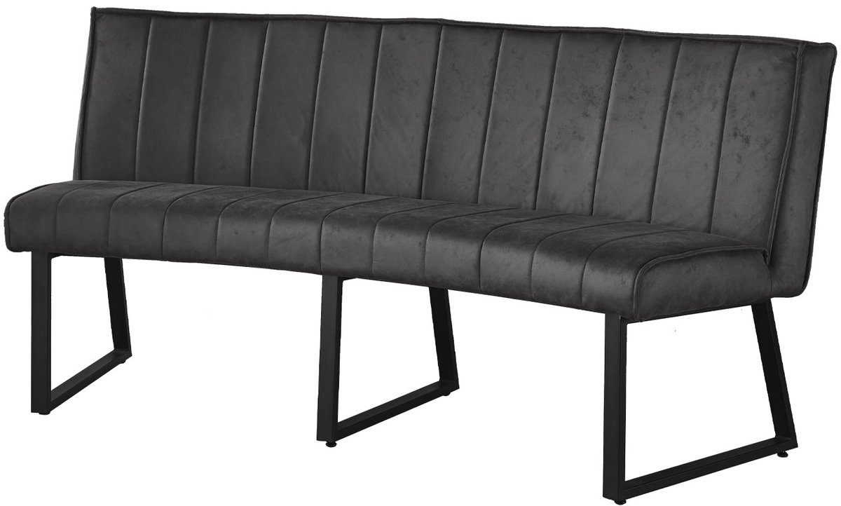 Lizzely Garden & Living Eetkamerbank Menzo ovaal 180cm zwart microvezel ovale eetbank