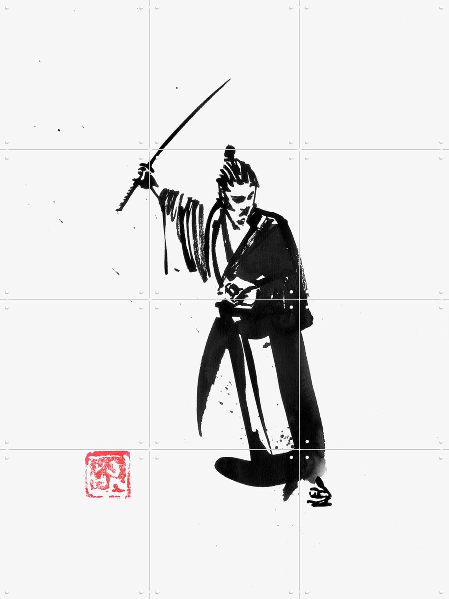 IXXI Samurai Killer, Péchane - 60 x 80 cm - Gratis ophangtool - Grote wanddecoratie en posters - Illustraties, Mancave