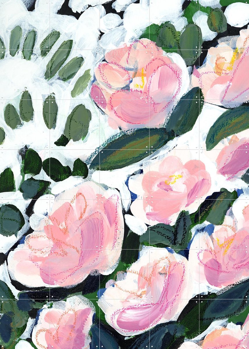 IXXI Pink Blooms, Green Barn Studio - 100 x 140 cm - Gratis ophangtool - Grote wanddecoratie en posters - Kleurrijk, Bloemen