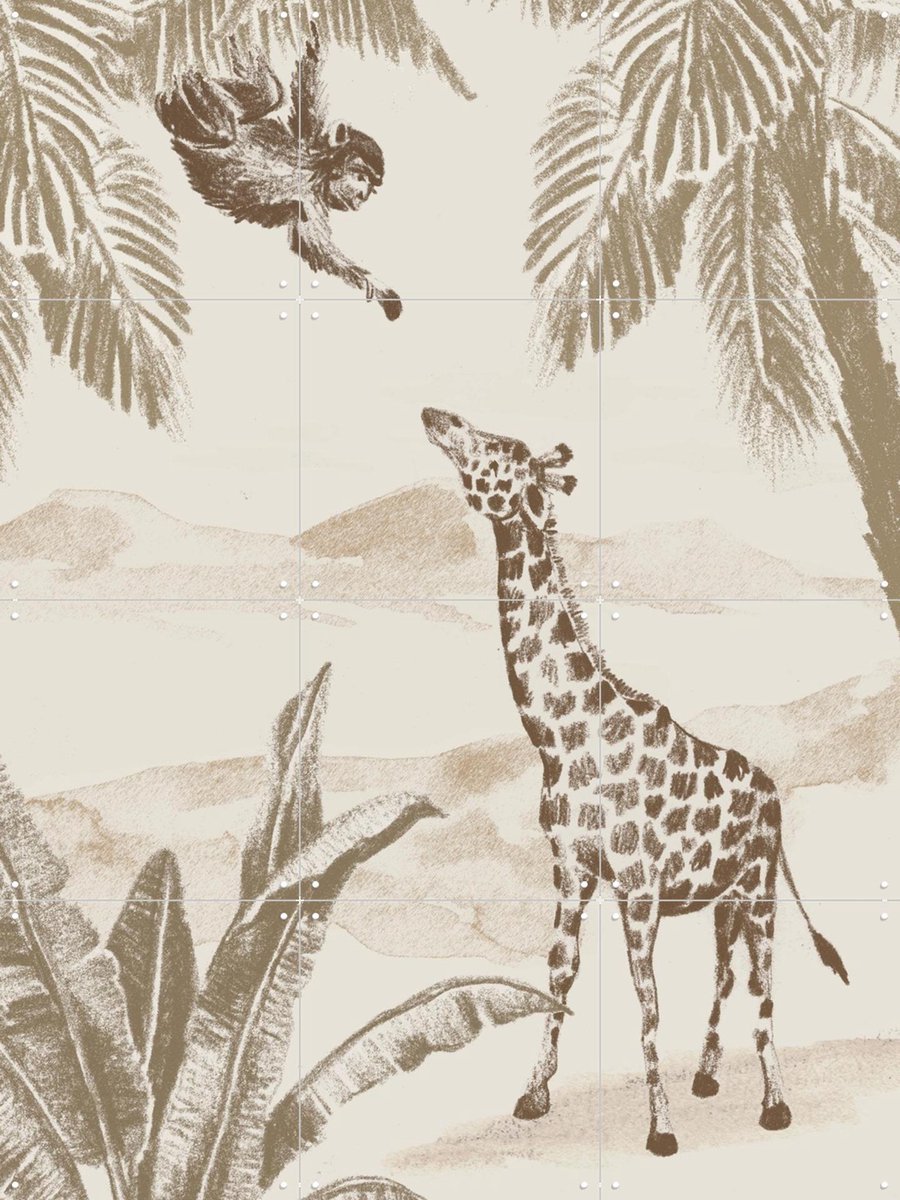 IXXI Vintage Jungle, Irene Jelier - 60 x 80 cm - Gratis ophangtool - Grote wanddecoratie en posters - Illustraties, Kinderkamer, Natuur, Kinderen