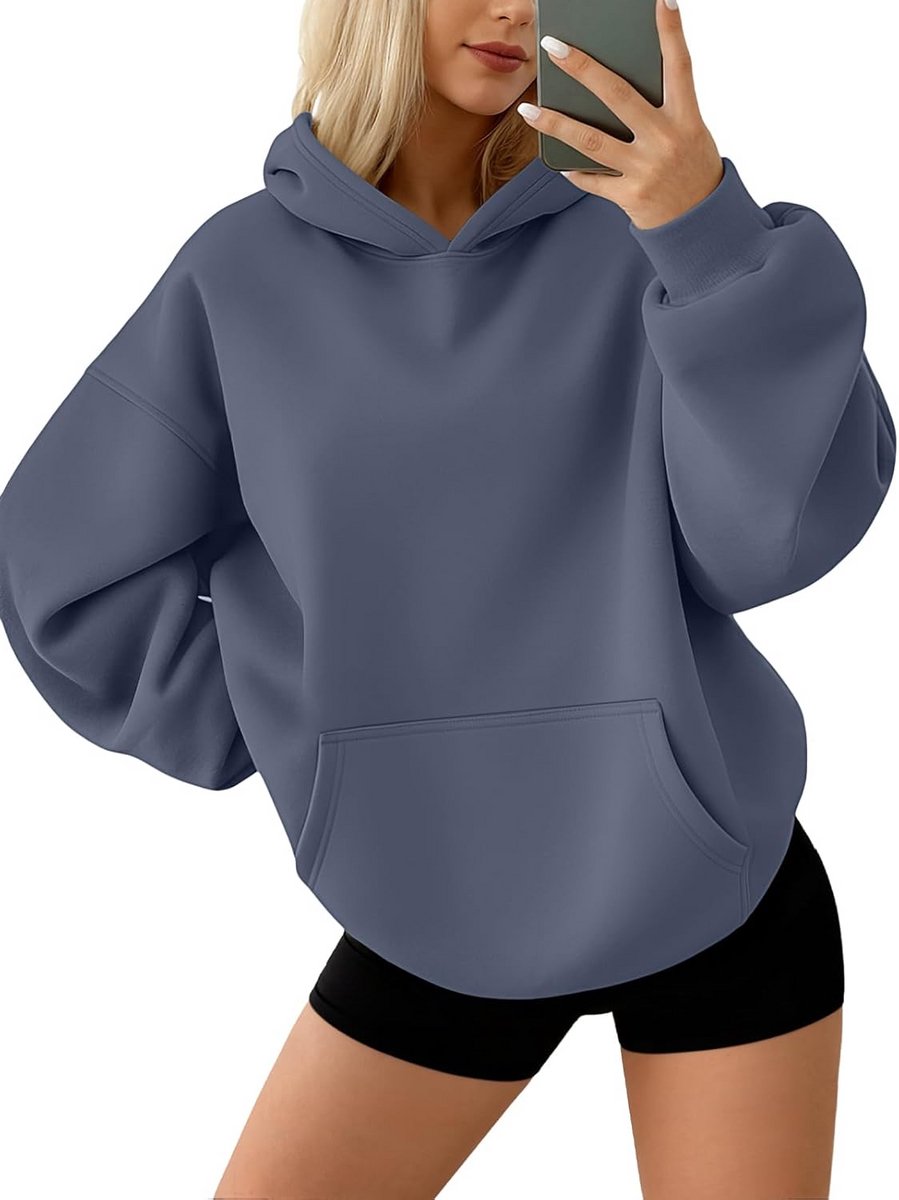 Extra Grote Warme Fleece Hoodie voor Dames met Lange Mouwen en Zak