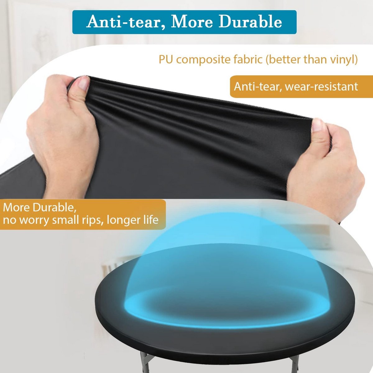 Ronde Tafelkleed Elastisch PU Water- en Oliebestendig Tafelbeschermer