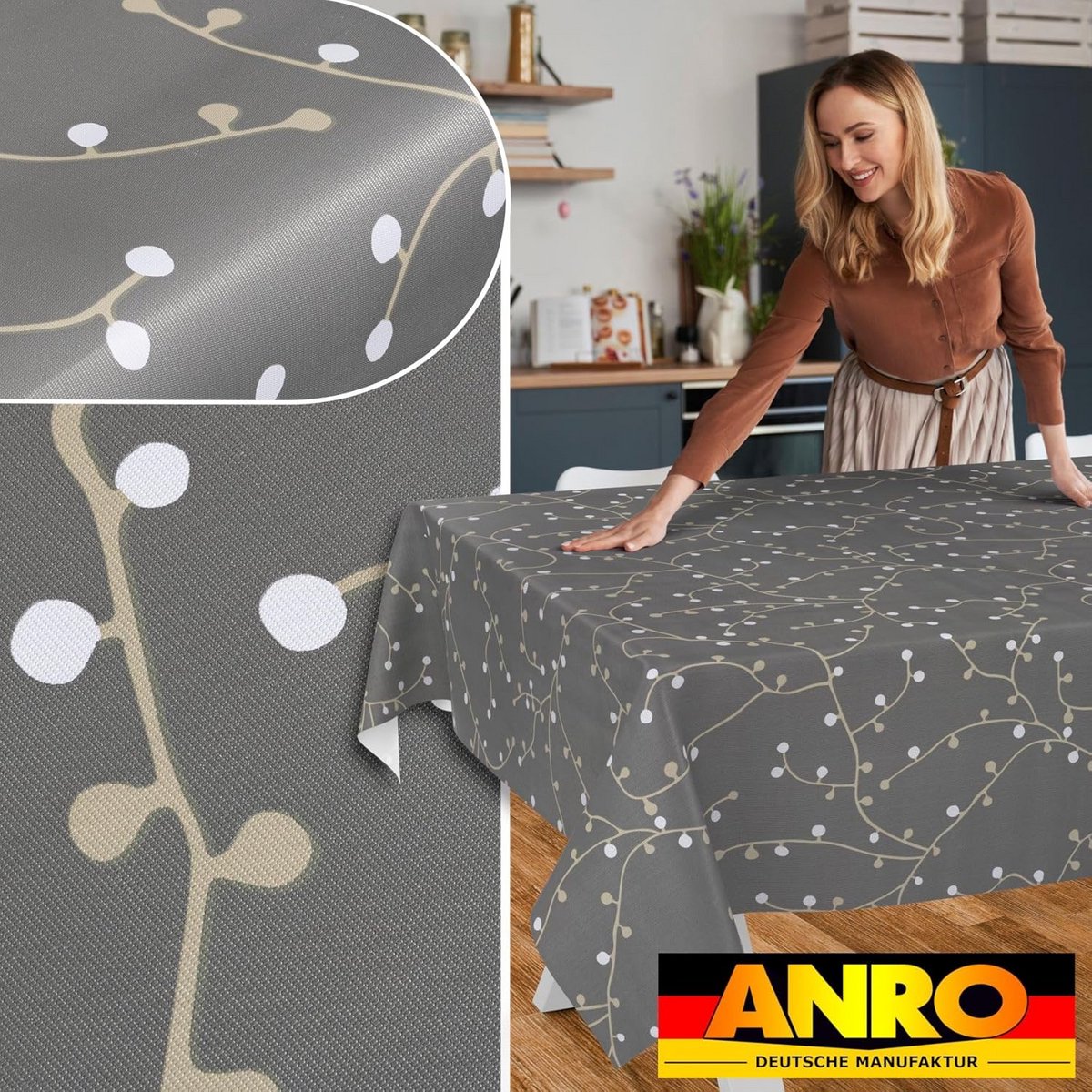 Wasbaar Tafelkleed voor Binnen en Buiten, Waterafstotend en Afwasbaar, 350 x 140 cm