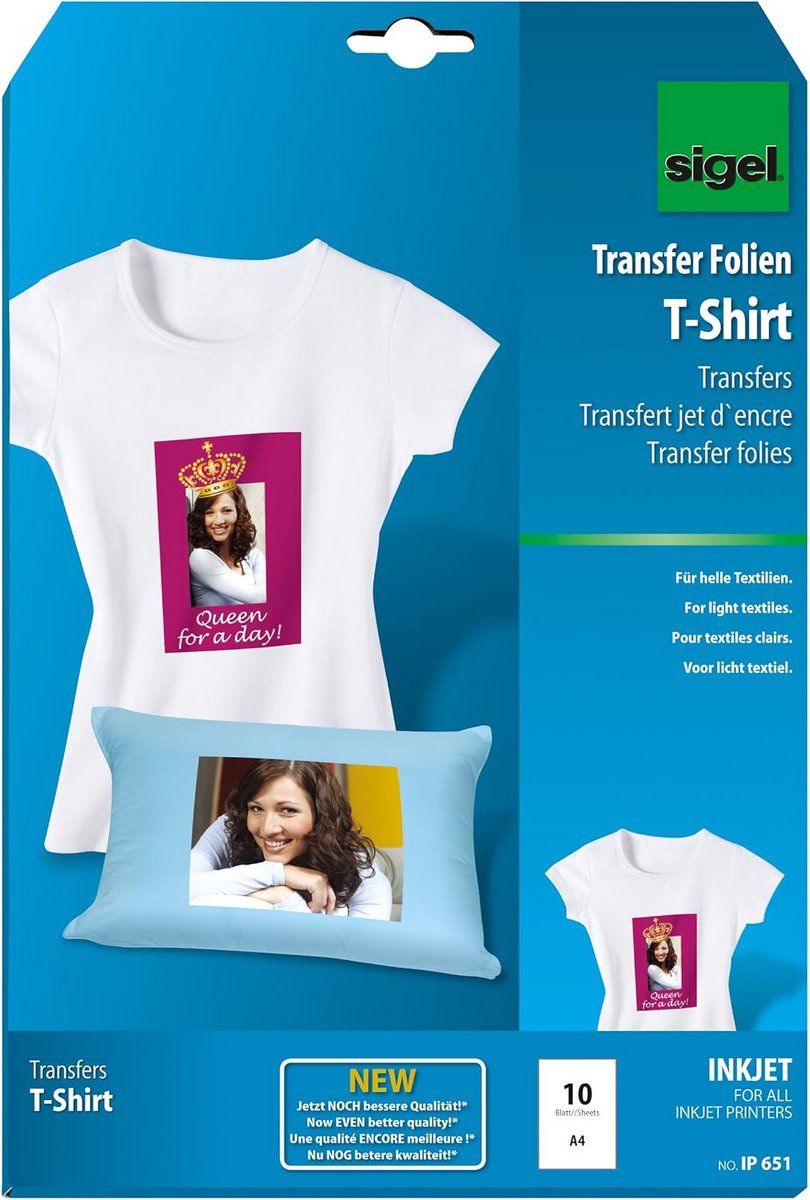 10x Transferpapier Inkjet voor Lichte Textiel Stoffen - T-shirts en Kussens - DIN A4