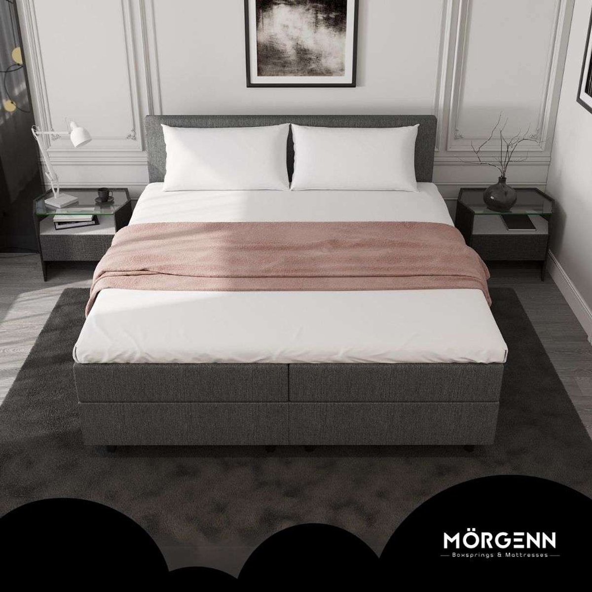 Mörgenn SENTO Boxspring met Opbergruimte - Antraciet 160x200 - afbeelding 3