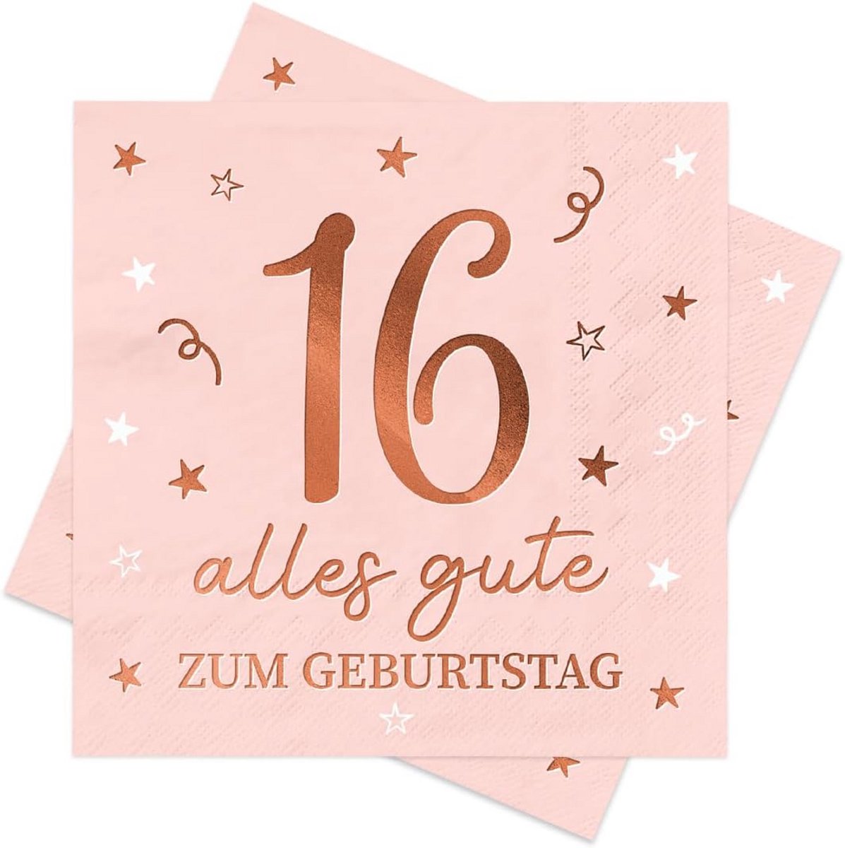 Servetten 16e Verjaardag Roségoud - 30 Stuks Luxe 3-laags Feestservetten