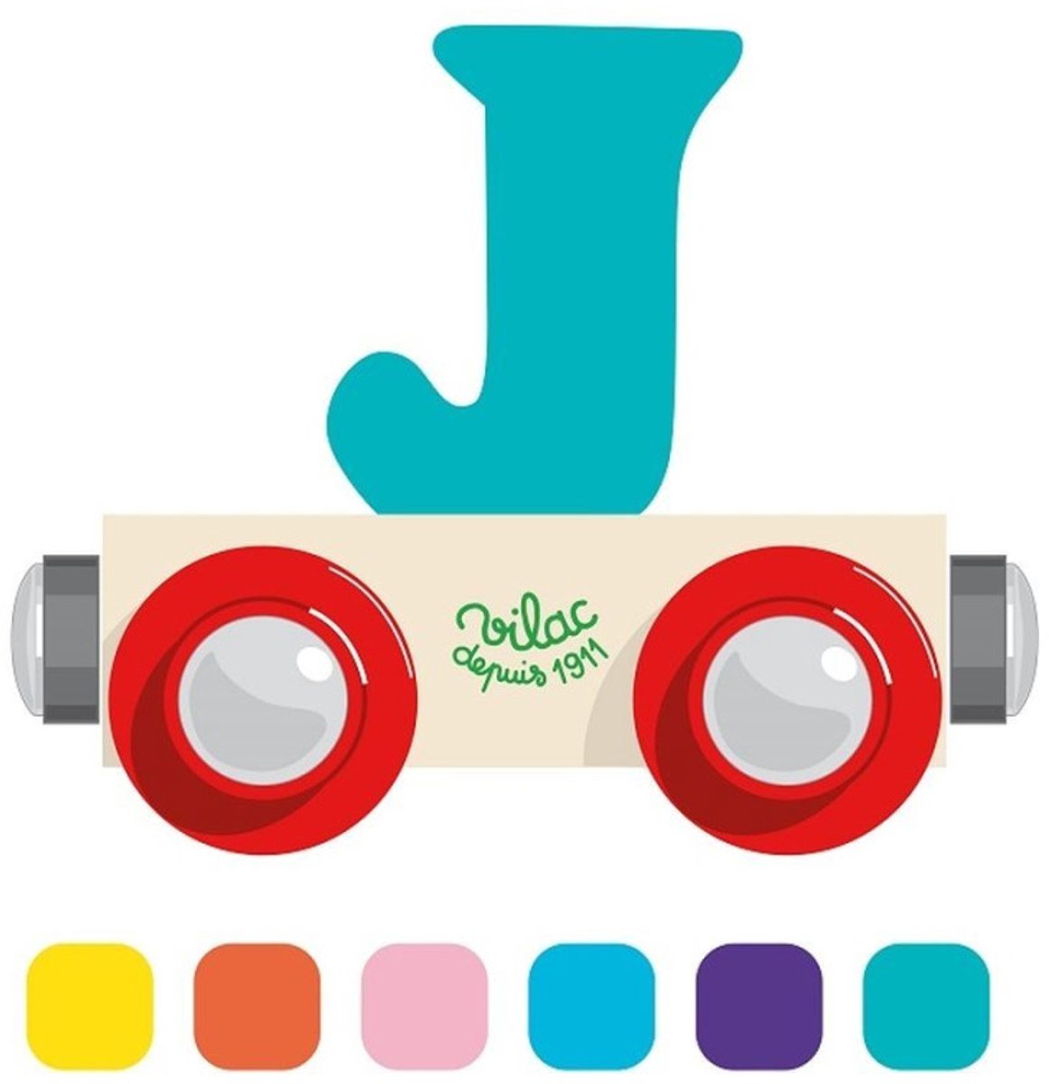 Vilac houten speelgoed wagon letter J multicolor educatief.