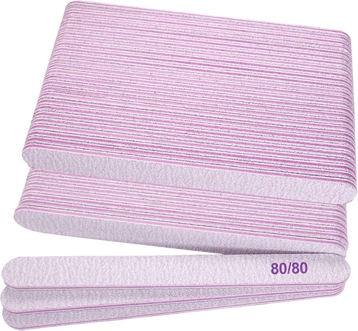 Grof Gebogen Nagelvijlen (50 stuks) voor Acryl- en Gellak - Dubbelzijdig 80 Grit