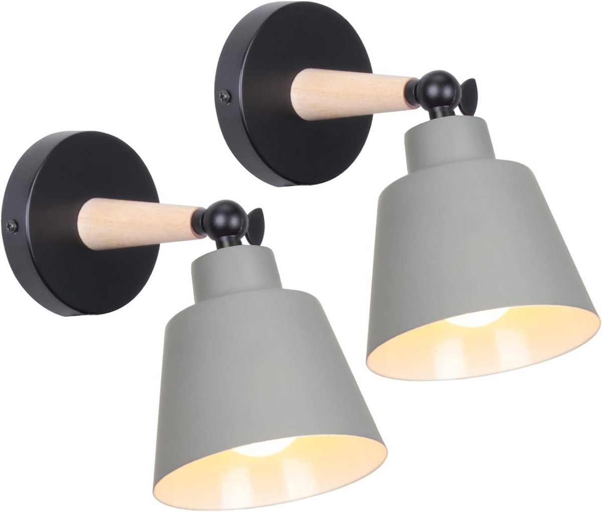 2 Stuks Moderne Wandlampen Metaal Hout E27 Verstelbare Verlichting