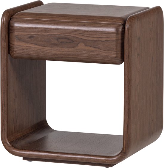 WOOOD Elura Nachtkastje Met Lade - Hout/Fineer - Bruin - 50x40x40