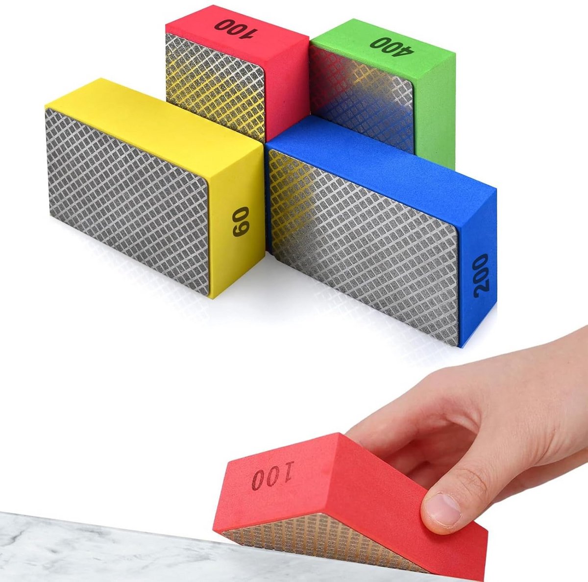 4-delige Set Diamant Schuur- en Polijstpads voor Tegels en Scherpe Randen (60# tot 400#)