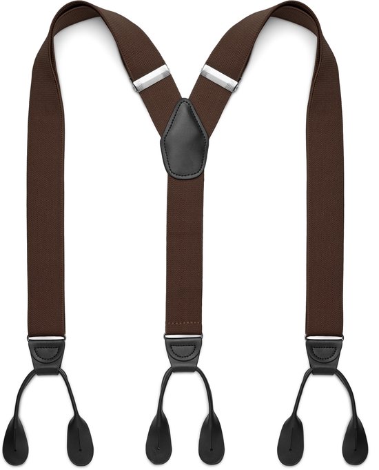 Bretelles Y Entièrement Réglable Unisex Double Côté Beige/ Rayé Noir