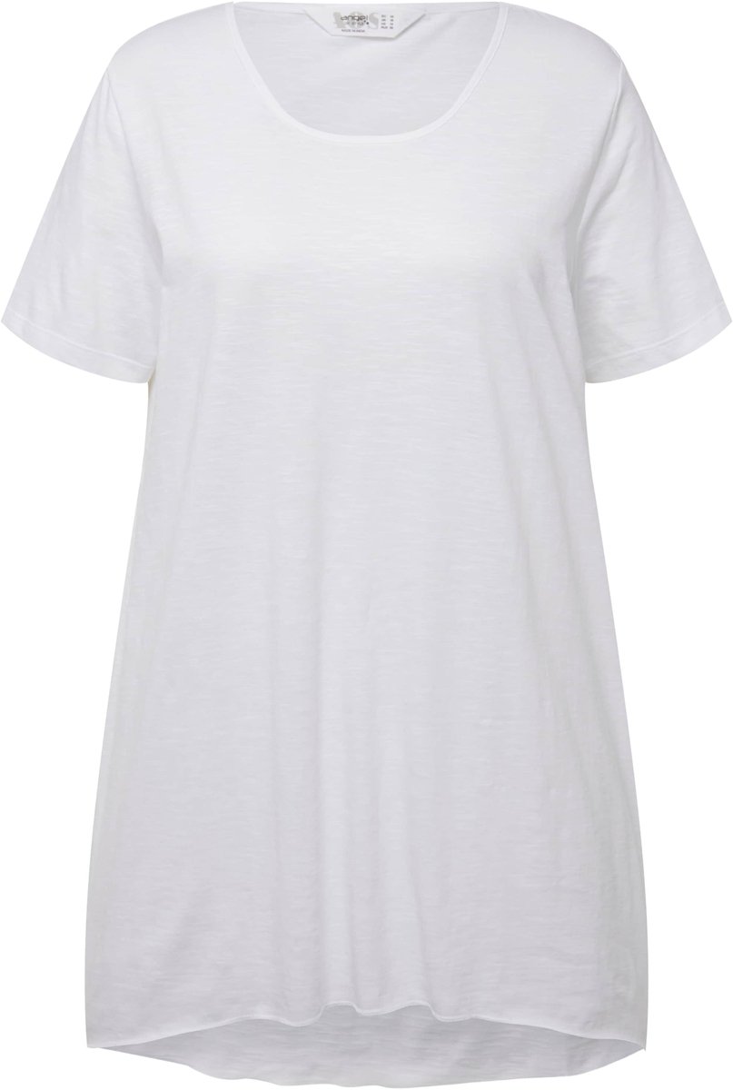 Angel of Style - Dames - Longshirt ronde hals korte mouwen afgeronde zoom - Sneeuwwit - Maat 42