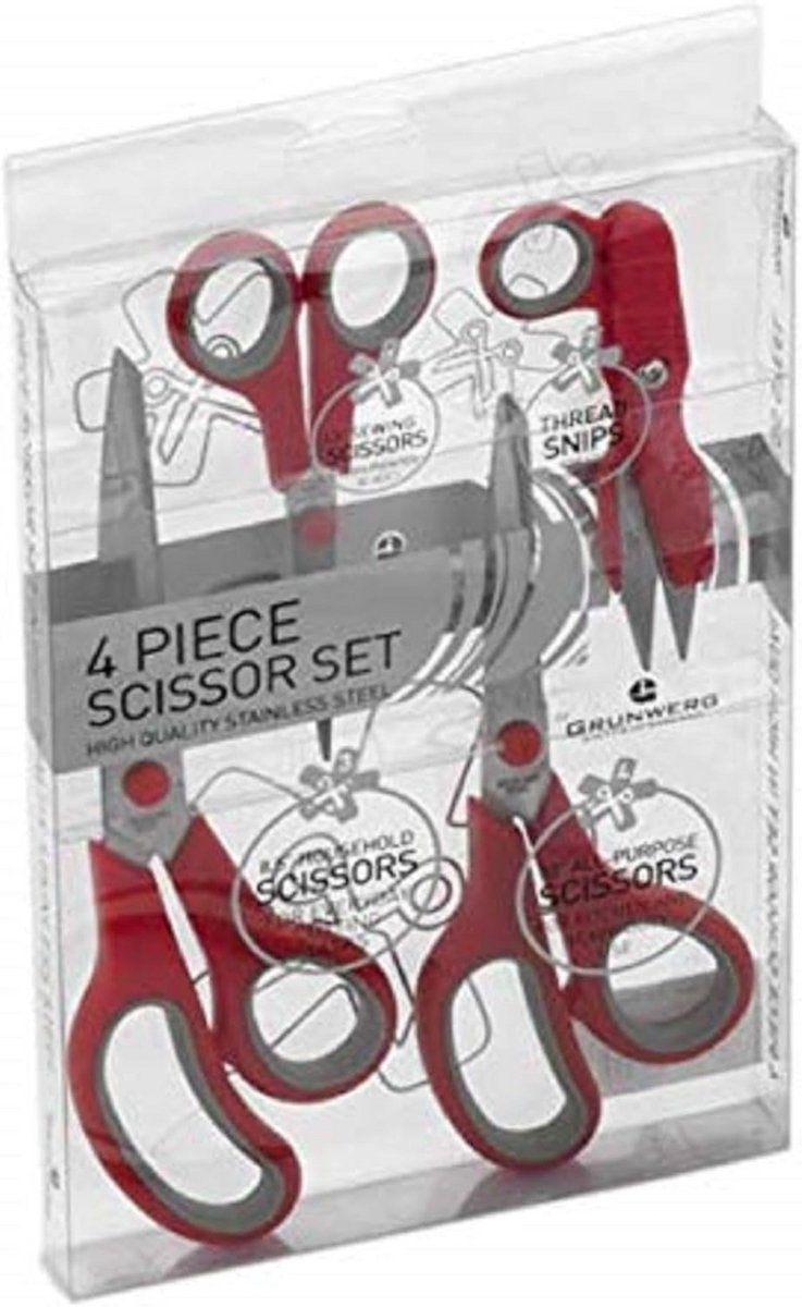 Set van 4 Ergonomische Scharen RVS - Multifunctioneel Huishoudelijk Knippenset