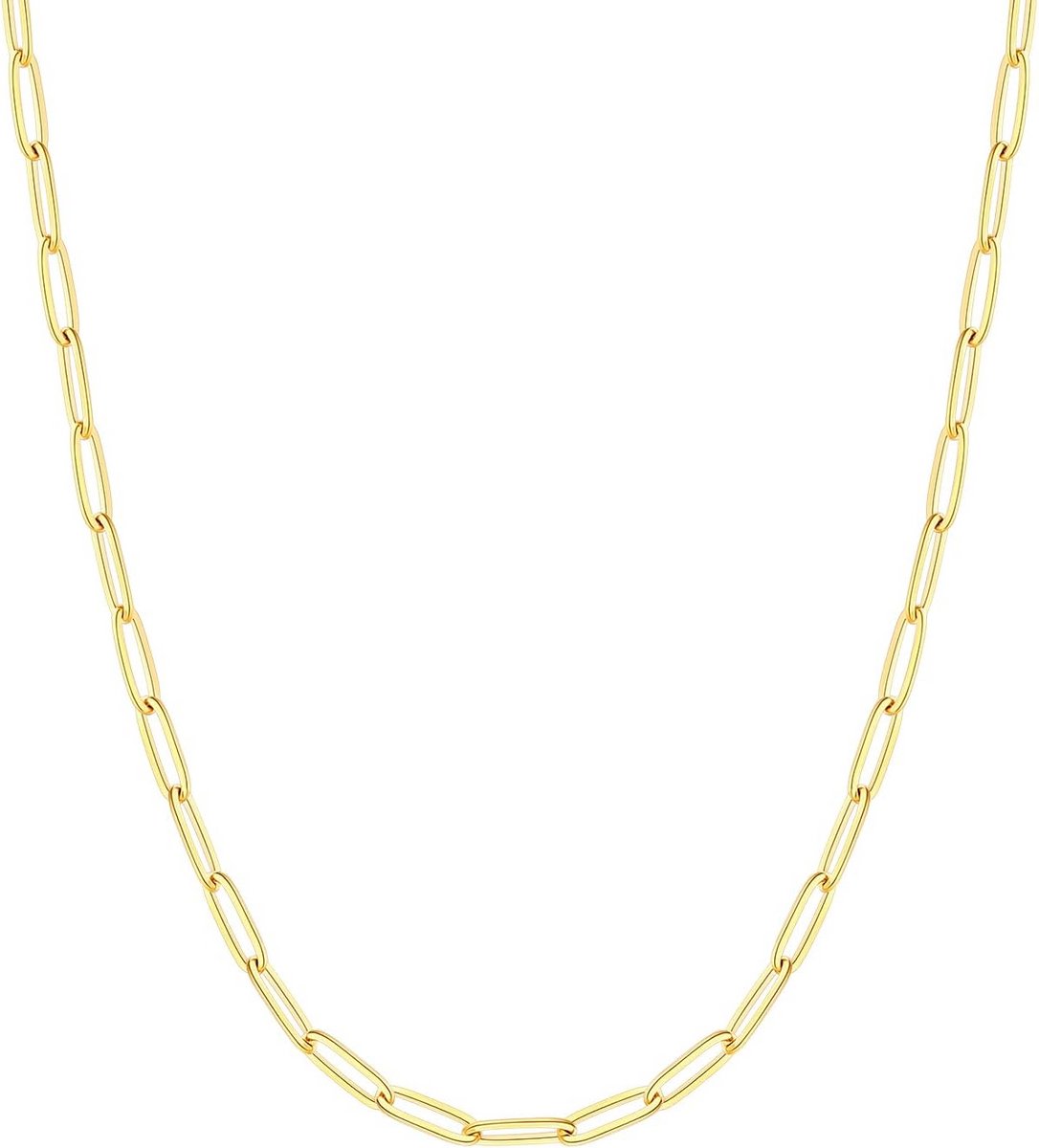 Heren- en Damesketting Roestvrij Staal Verguld Paperclip Schakel Geschikt voor Elke Gelegenheid