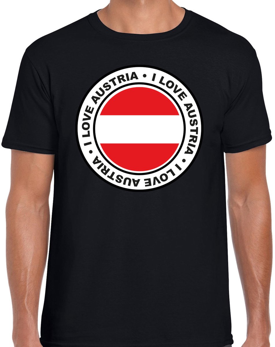Bellatio Decorations Verkleed T-shirt voor heren - I love Oostenrijk - zwart - voetbal supporter - themafeest M