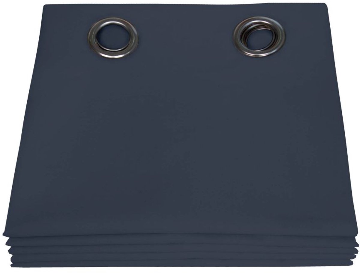 MOONDREAM LumenControl™ Totaal Verduisteringsgordijn | Licht+Zonwering | 100% Ondoorzichtig | EU-fabricaat | Oogjes | Blauw MC12 | 135x250 (BxH) cm