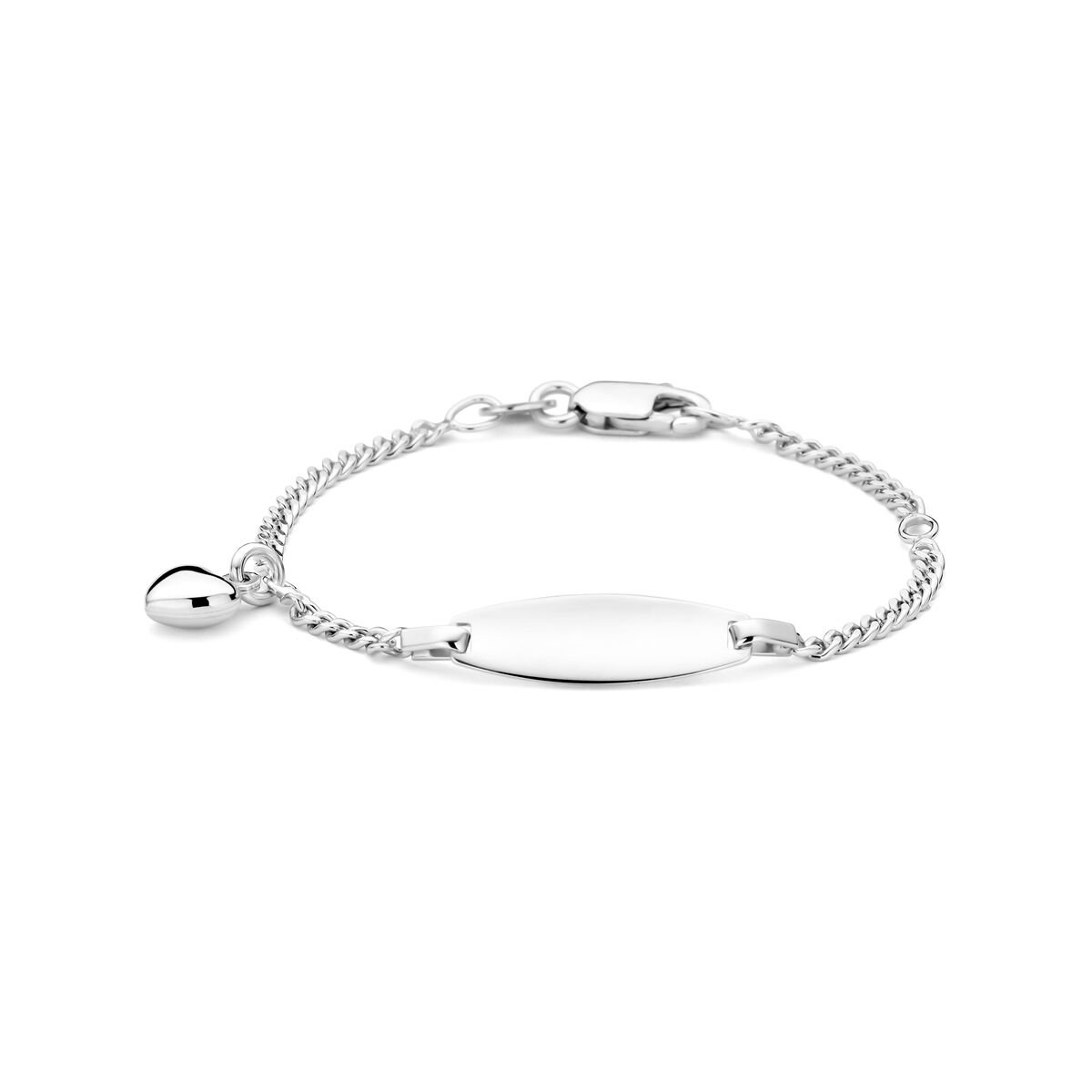 Zilver gerhodineerde graveerarmband hartje 11 - 13 cm - 1342084