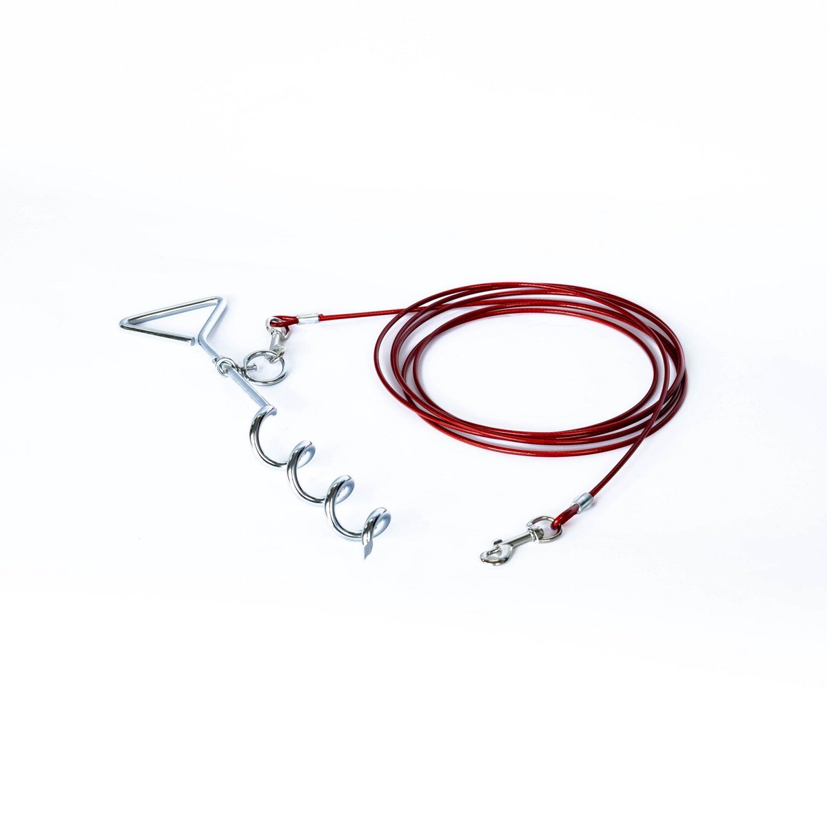 EveBase® Aanlegspiraal + Hondenlijn 4m - Grondpen - Grondanker - Geschikt voor Camping, Strand of Tuin - Rood