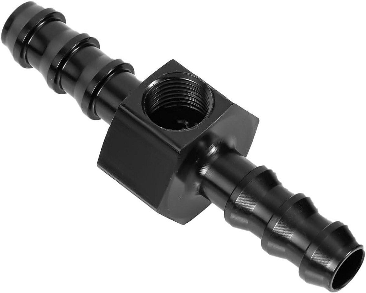 Brandstofdrukmeter Aansluitadapter met 5/16 Barb Fitting - Zwart Aluminium