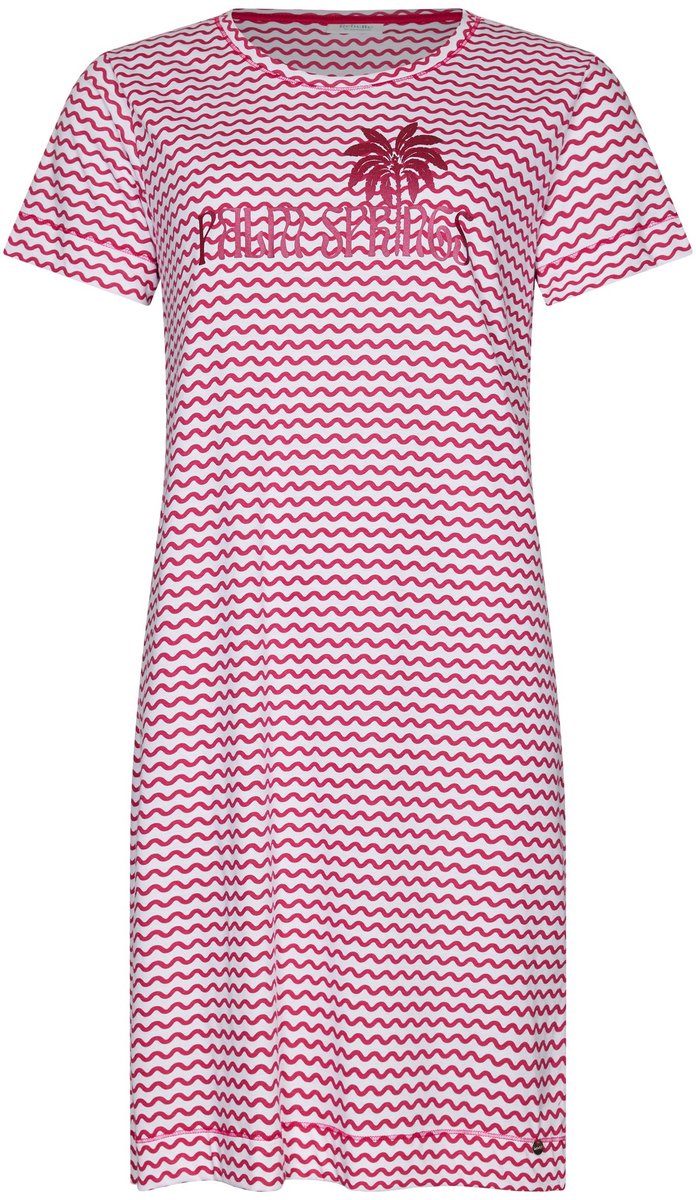 Rebelle MyRebelle - Nachthemd - Palm Springs - Bio Katoen - Roze/Wit