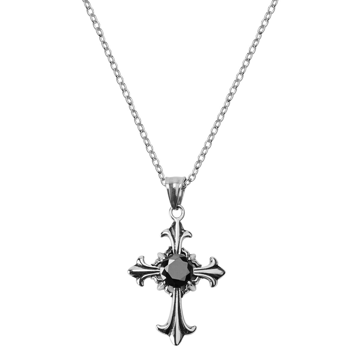 Zilverkleurige Gothic Kruisketting