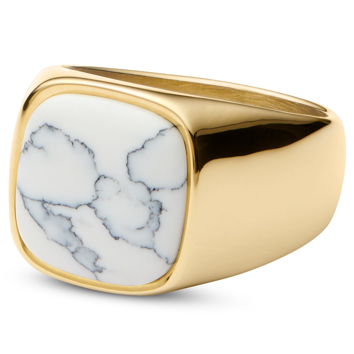 Len Witte Howliet Goudkleurige Gravel Ring