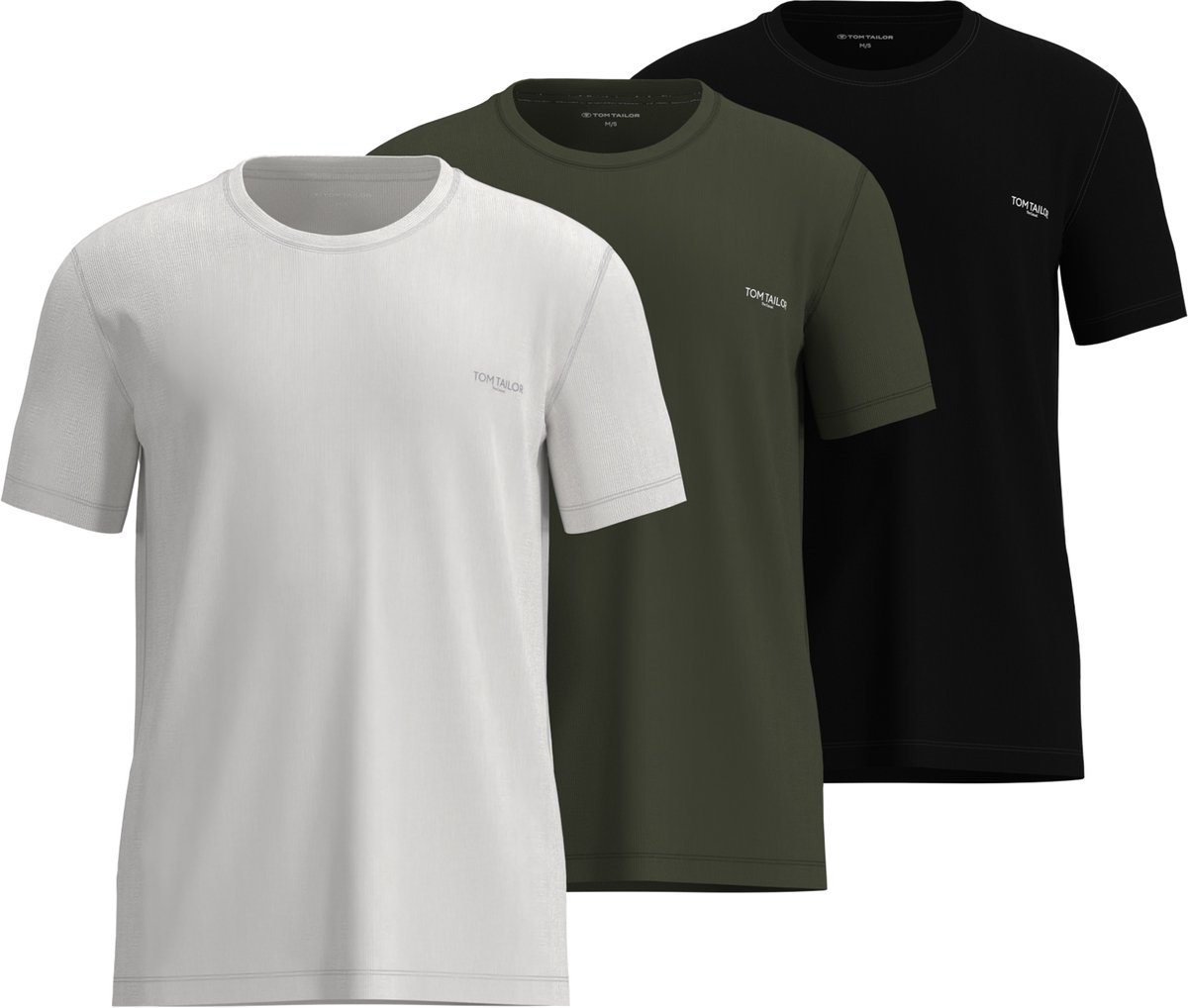 TOM TAILOR - Ohio - Heren Ondershirt met ronde hals - 3-pack - Multicolor