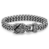 Bracelet en acier inoxydable argenté à maille queue de renard avec dragon