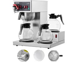 VEVOR Commercieel Druppelkoffiezetapparaat Koffiezetapparaat 3 Glazen Karaffen 12 Kopjes