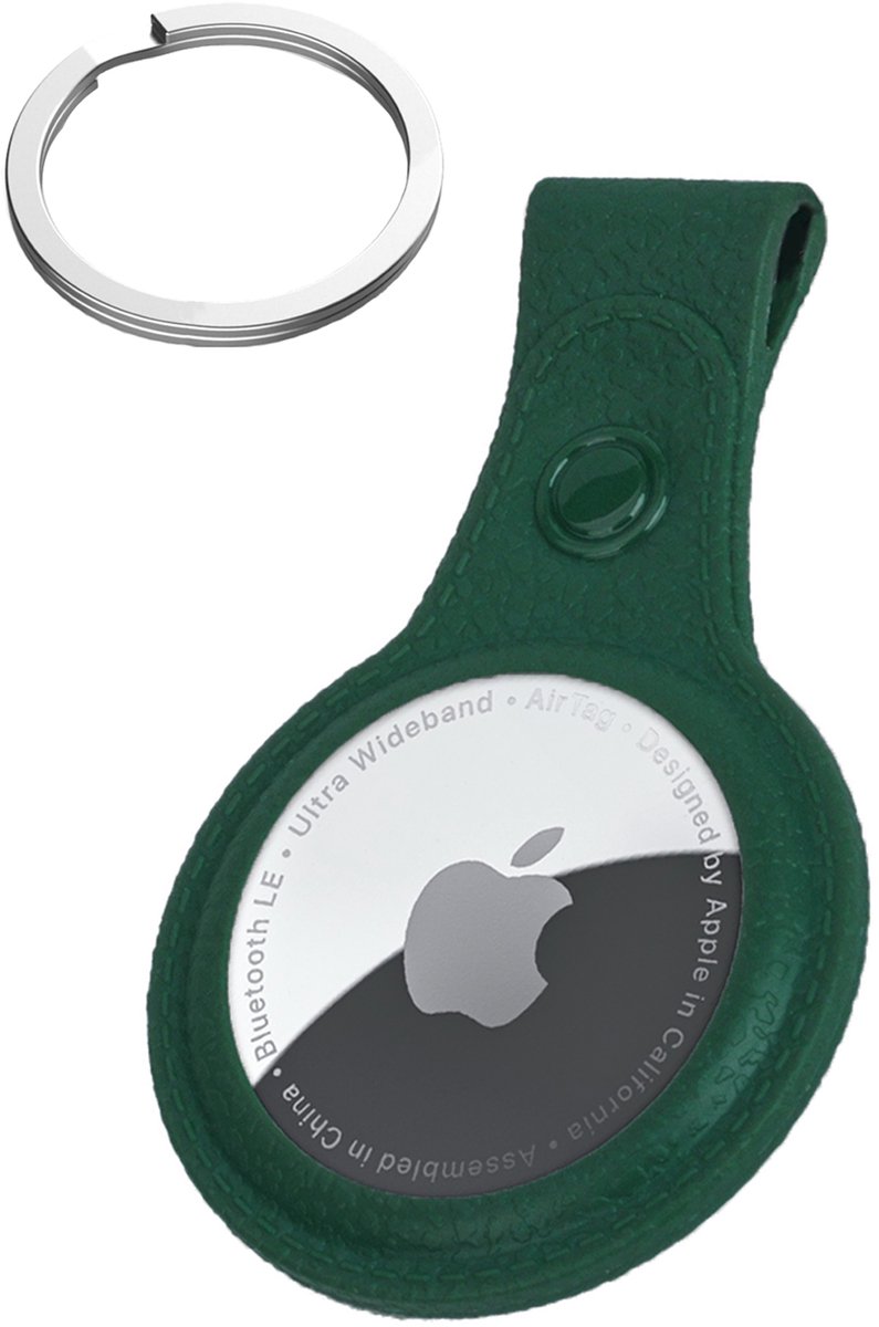 Hoesje Geschikt voor Apple AirTag 2-Sleutelhanger Hoesje Leer - Sleutelhanger Hoes Hoesje Geschikt voor Apple AirTag 2e generatie Case - Donkergroen