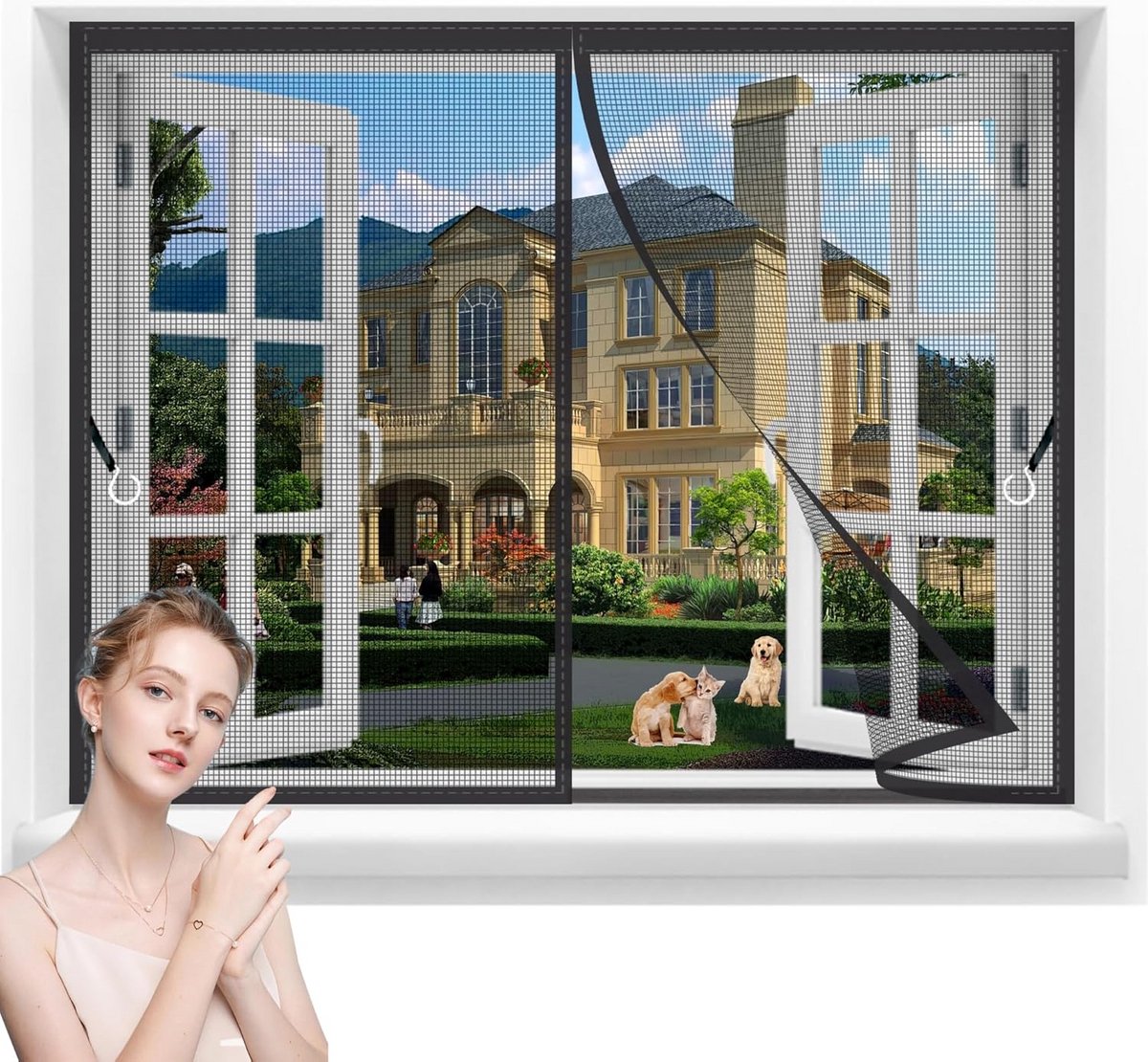Magnetisch Raamhor met Volledig Frame voor Insectenwering Wit