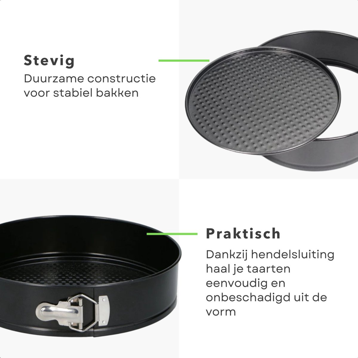 Cheqo® Springvorm - Springvorm Bakvorm - Springvorm Taartvorm - Ronde Springvorm - Ronde Taartvorm - Taartvorm - Bakvorm Rond - Bakblik Rond - Cakevorm - Quichevorm - Springvorm Anti Aanbak - Zwarte Springvorm – foto 6