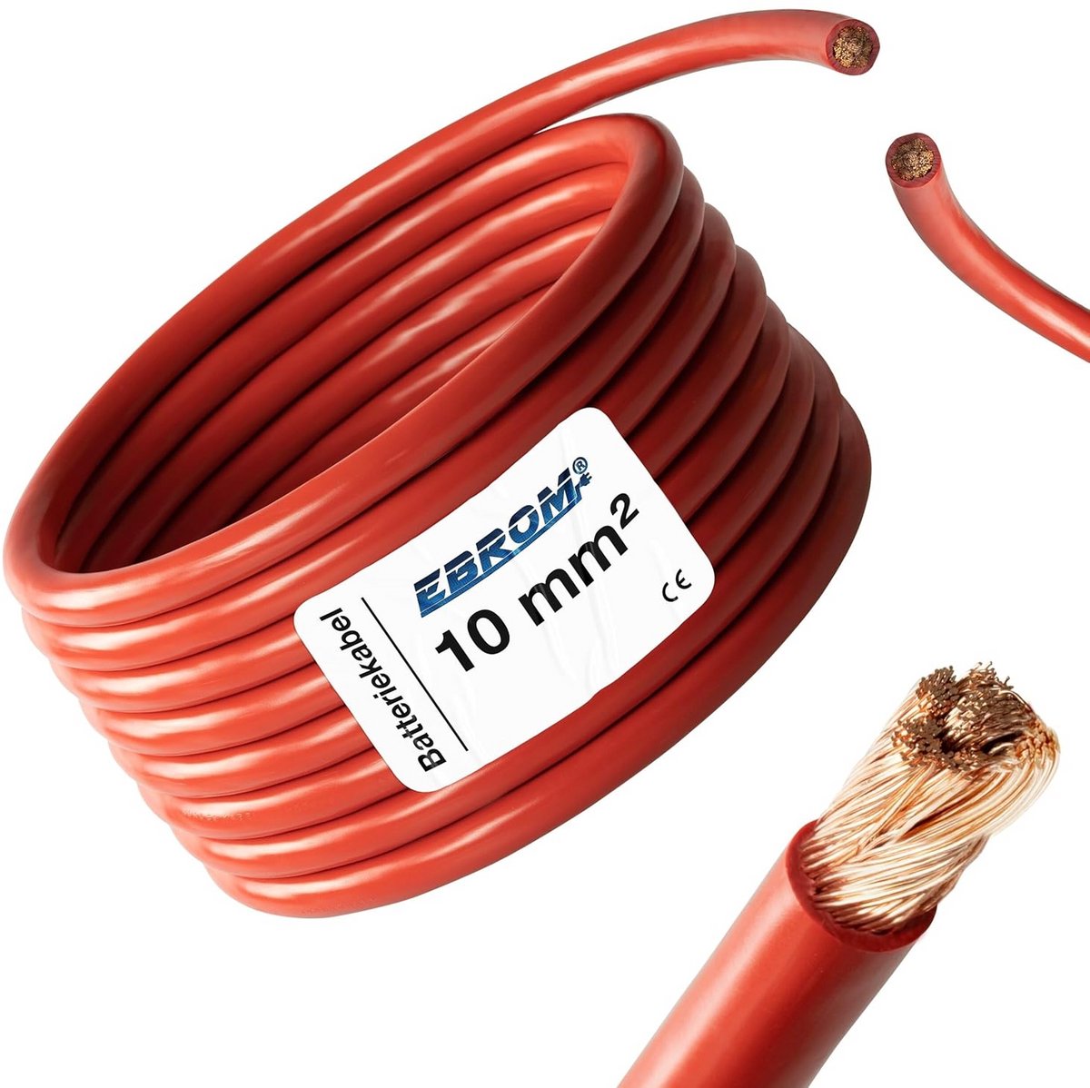Rode Batterijkabel 10mm2 - 3 Meter Flexibele Stroomkabel OFC Koper