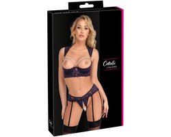 Longline Jarretel Set Open Kruis met Parels