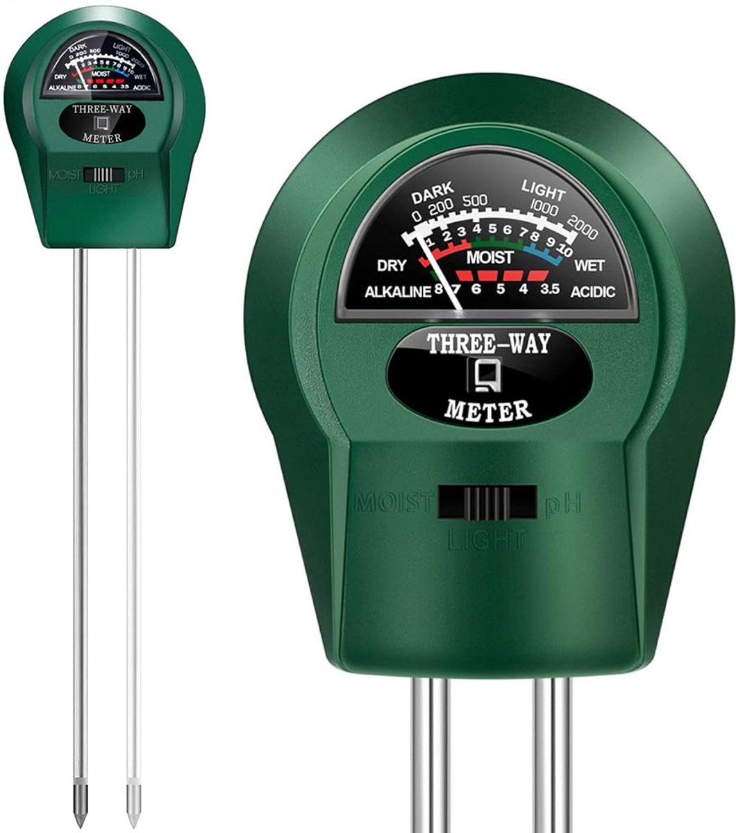 Bodem Vocht Meter - 3-in-1 - Vochtigheidsmeter Planten - pH, Lichtmeter en Vochtigheidsmeter - Bloemen/Planten - Tuinaarde Testen