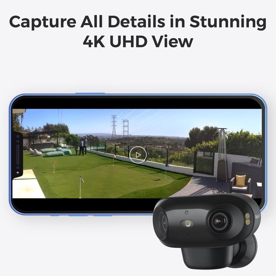 Reolink Argus 4 Pro 4K Batterij Beveiligingscamera Draadloos Buiten, 180° Dual-Lens 8MP Camera voor Thuissbeveiliging, ColorX Nachtzicht, Slimme Persoons-/Voertuig-/Dierendetectie, Geen Abonnement, Lokale Opslag, Zwart van Merkloos — afbeelding 2