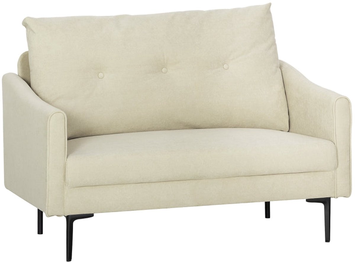 Merax 2 Zits Bank Creme Wit - Compacte Bank Met Dikke Schuimvulling - Stoffen Bekleding - Metalen Poten - Moderne Kleine Bank Voor Woonkamer Slaapkamer Of Kantoor - Belastbaar Tot 240 Kg - 124 X 73 X 92 Cm
