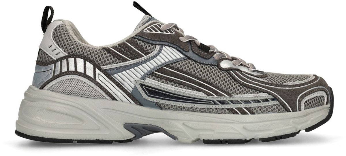 Manfield - Heren - Grijze sneakers met mesh destails - Maat 45