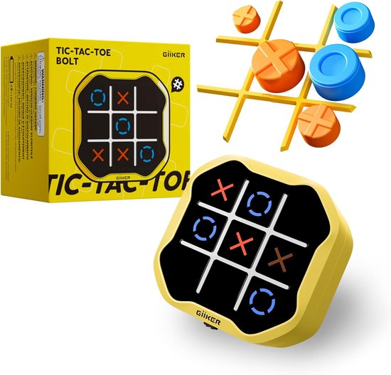 GiiKER - Tic Tac Toe Bolt Game - 3-in-1 Puzzelgameconsole - Geel
