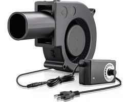 Ventilator - Haardventilator - Afvaloliebrander - Met controller - 12V/220V radiale ventilator voor haarden, barbecues en huishoudelijke apparaten - Zwart