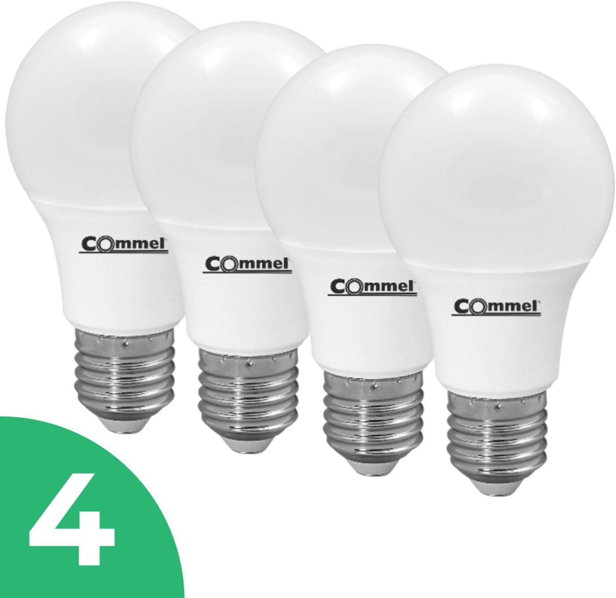 Commel Peertje Led-lamp E27 - 13W - Koel Wit Licht (4000K) - 1520 lm - 15 jaar - Niet Dimbaar - 4 stuks - Bespaar op energiekosten