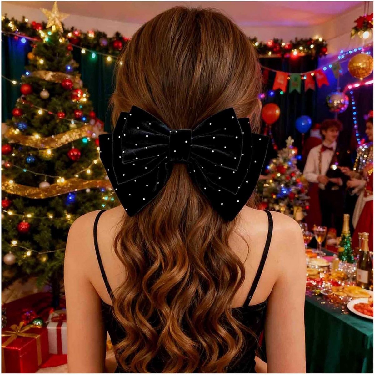 Grote fluwelen haarstrik met clip - Elegant haaraccessoire