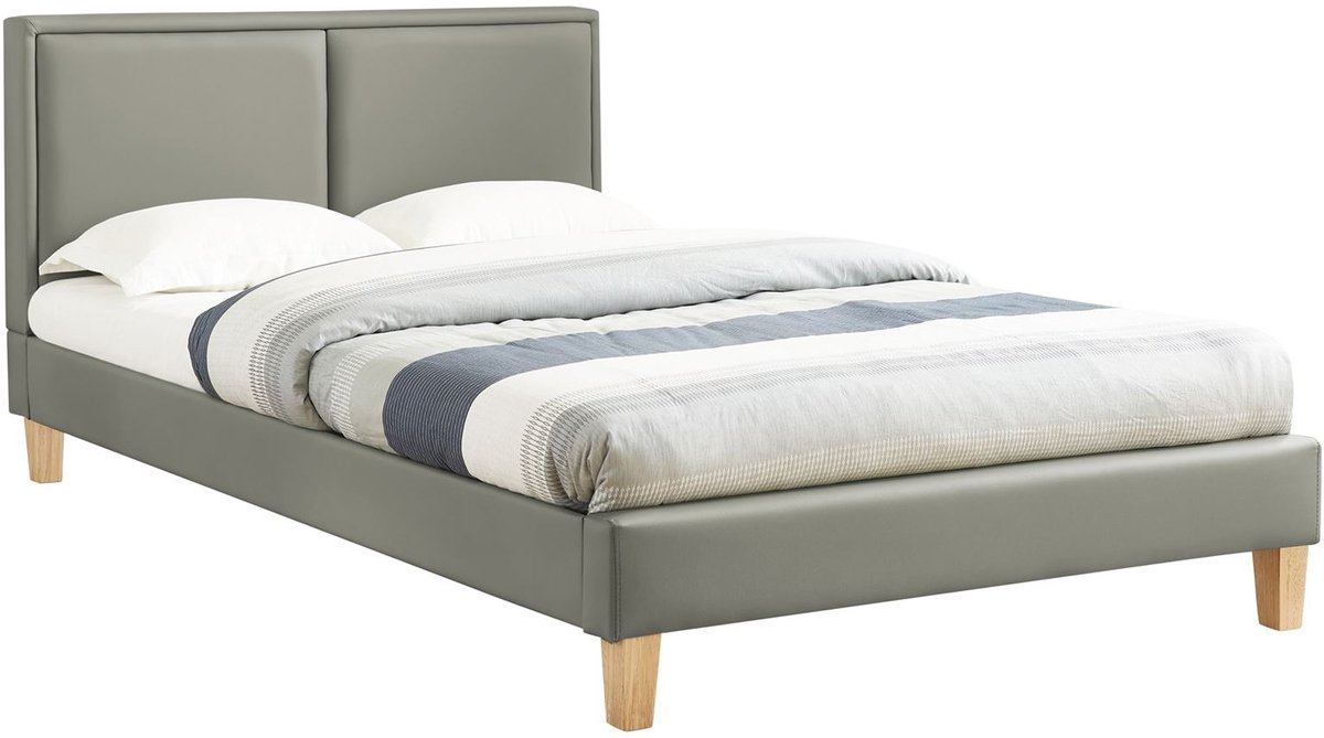 IDIMEX Gestoffeerd bed CELINE 120 x 200 cm in grijs