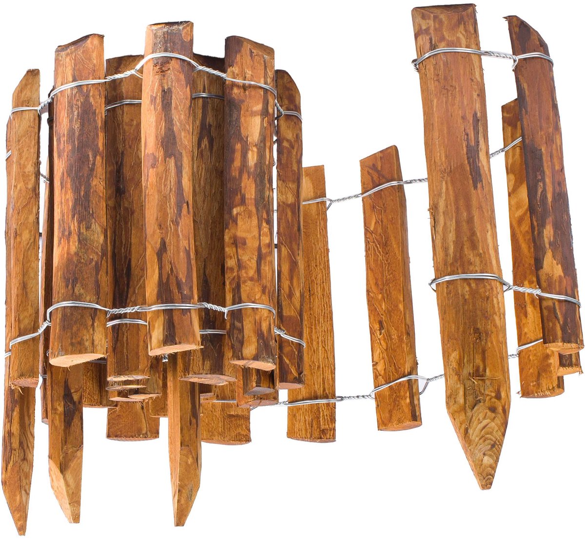 BOGATECO Hazelnoot Rollborder 35 x 300 cm - Flexibele Houten Halfrondomheining - Tuin Afboording - Bruin