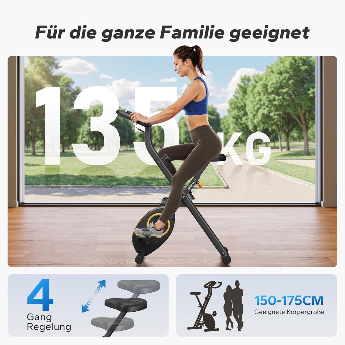 Hometrainer FoldRide Comfort – inklapbare - – inklapbare fitnessfiets LCD-monitor, 16 - Medahomestore