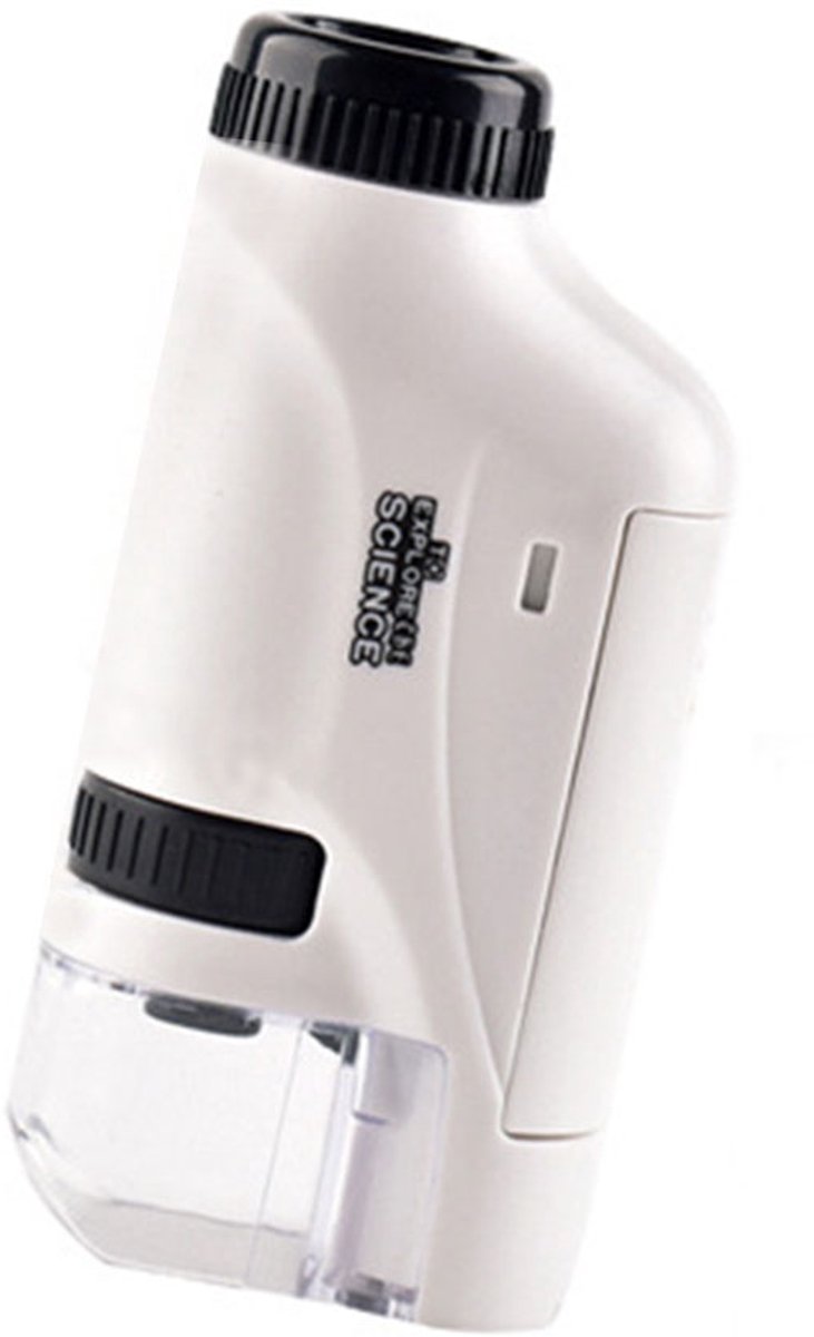 Microscoop voor kinderen - Handmicroscoop - Draagbare Microscoop met LED Verlichting - Educatief montessori speelgoed - Wit