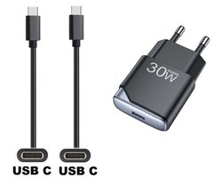 OneOne 30W snellader + 1,5m sterke USB C naar C kabel. GAN lader. PD PPS oplader adapter past op Samsung Galaxy S10, S10e, S20, S21, S22, S23, S24, S25, S26 (Edge, FE, Lite, Plus +, Ultra)