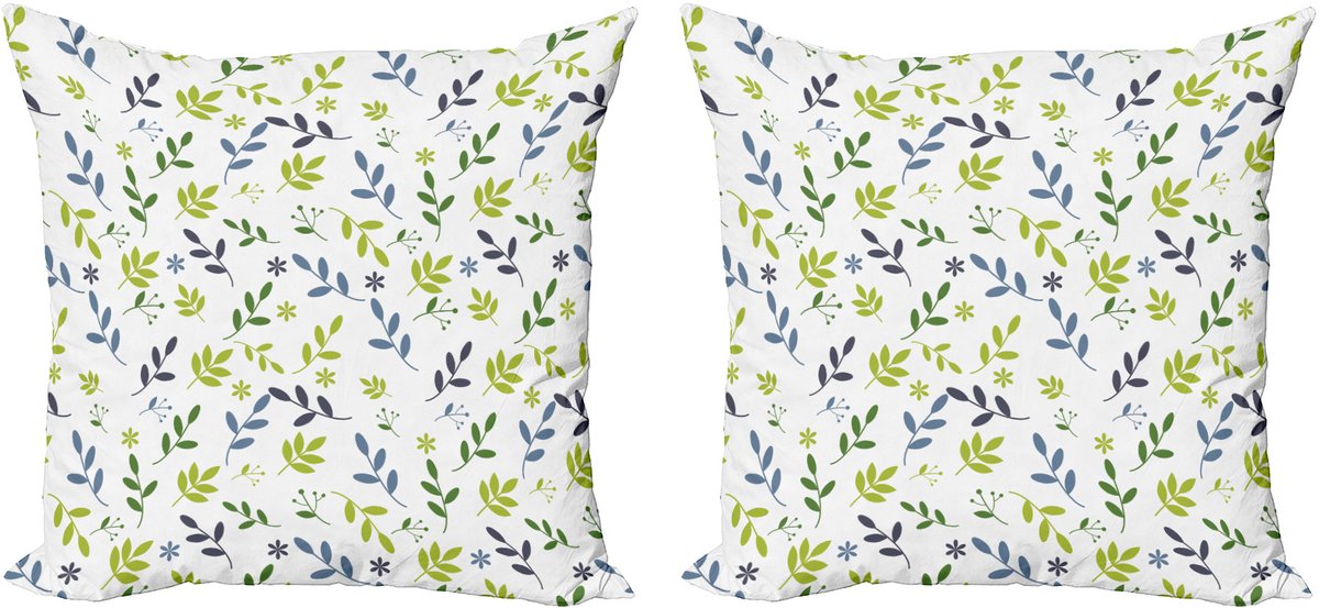 ABAKUHAUS Decoratieve kussenhoezen met bladmotief, 2 stuks, lentethema, 50x50 cm, meerkleurig