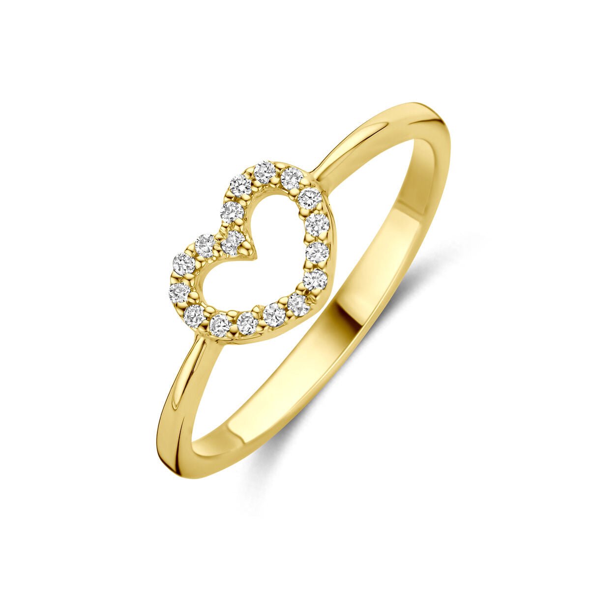 14K Geelgouden Ring Hartje Lab Grown Diamant 0.09ct G VS – 4034597
